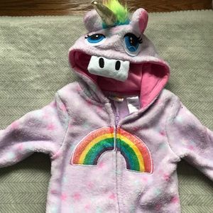 New Unicorn Fleece Jumpsuit Costume | 3-6M